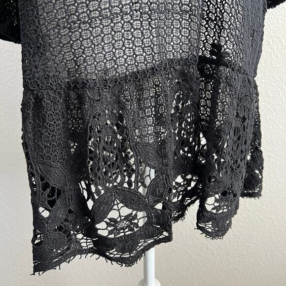 Eberjey Breezy Weave Black Floral Crochet Swim Coverup Women's M Mini Sheer - Picture 3 of 7